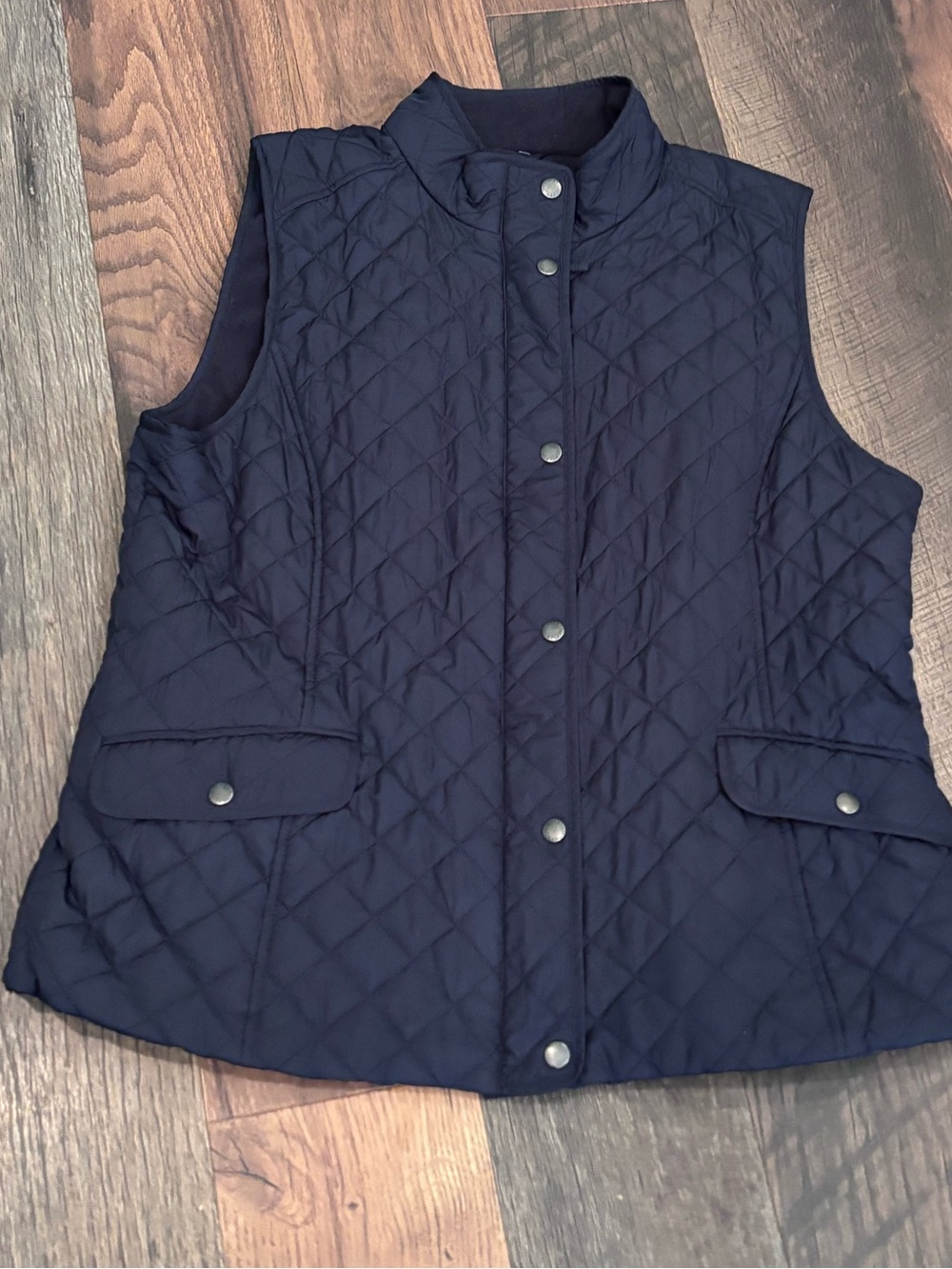 Talbots Navy Quilted Vest with Stand-Up Collar in size XL